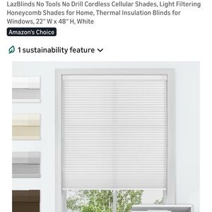 New.. LazBlinds No Tools No Drill Cordless Cellular Shades 22”W x 48” H (1024)